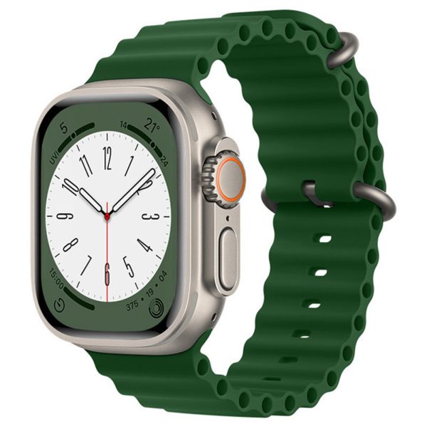 Curea de silicon compatibila cu Apple Watch 1 38 mm, Fonix Heat Dissipation, Design circular, Comfortabila, Durabila, Atasare slide-in / slide-out, Verde inchis