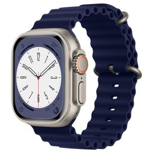 Curea de silicon compatibila cu Apple Watch SE 40 mm, Fonix Heat Dissipation, Design circular, Comfortabila, Durabila, Atasare slide-in / slide-out, Albastru Inchis