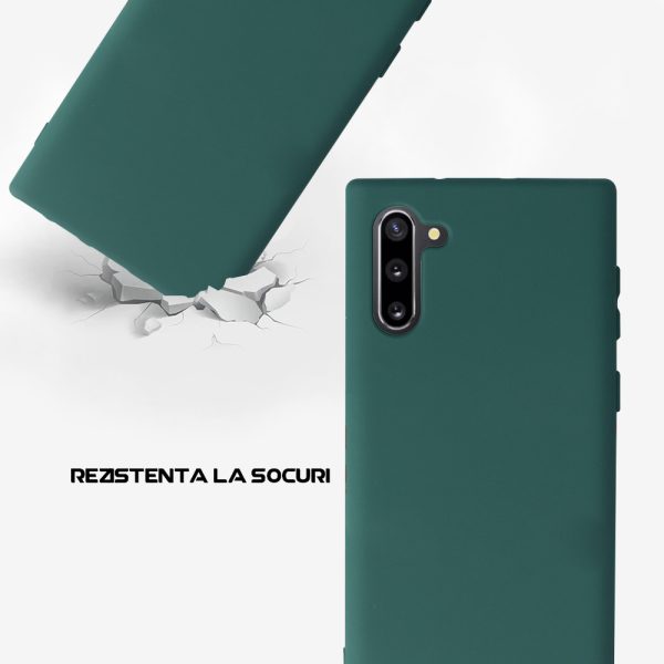 Husa Safe Flex compatibila cu Samsung Galaxy Note 10, Comando Fonix, Design Slim flexibil, Interior captusit cu microfibra, Anti soc, Silicon moale, Textura cu finisaj mat, Antiaderent, Verde inchis3