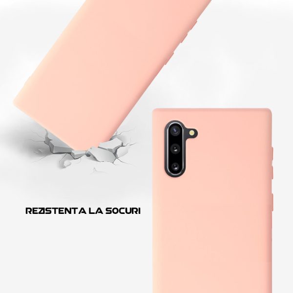 Husa Safe Flex compatibila cu Samsung Galaxy Note 10, Comando Fonix, Design Slim flexibil, Interior captusit cu microfibra, Anti soc, Silicon moale, Textura cu finisaj mat, Antiaderent, Roz3