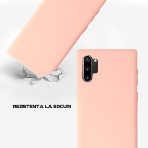 Husa Safe Flex compatibila cu Samsung Galaxy Note 10 Plus, Comando Fonix, Design Slim flexibil, Interior captusit cu microfibra, Anti soc, Silicon moale, Textura cu finisaj mat, Antiaderent, Roz3