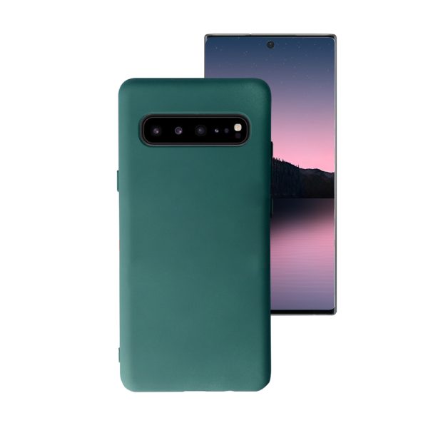 Husa Safe Flex compatibila cu Samsung Galaxy S10 5G, Comando Fonix, Design Slim flexibil, Interior captusit cu microfibra, Anti soc, Silicon moale, Textura cu finisaj mat, Antiaderent, Verde inchis2