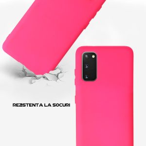 Husa Safe Flex compatibila cu Samsung Galaxy S20, Comando Fonix, Design Slim flexibil, Interior captusit cu microfibra, Anti soc, Silicon moale, Textura cu finisaj mat, Antiaderent, Roz aprins3