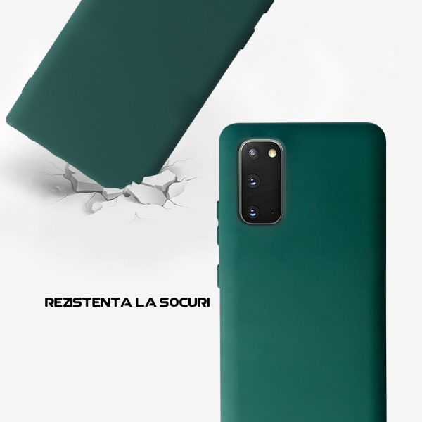 Husa Safe Flex compatibila cu Samsung Galaxy S20, Comando Fonix, Design Slim flexibil, Interior captusit cu microfibra, Anti soc, Silicon moale, Textura cu finisaj mat, Antiaderent, Verde inchis3