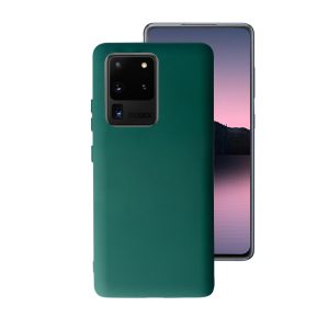 Husa Safe Flex compatibila cu Samsung Galaxy S20 Ultra, Comando Fonix, Design Slim flexibil, Interior captusit cu microfibra, Anti soc, Silicon moale, Textura cu finisaj mat, Antiaderent, Verde inchis2