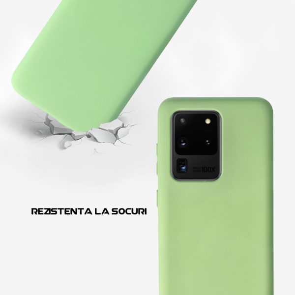 Husa Safe Flex compatibila cu Samsung Galaxy S20 Ultra, Comando Fonix, Design Slim flexibil, Interior captusit cu microfibra, Anti soc, Silicon moale, Textura cu finisaj mat, Antiaderent, Verde dechis3