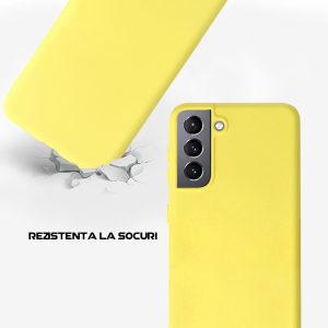 Husa Safe Flex compatibila cu Samsung Galaxy S21 Plus, Comando Fonix, Design Slim flexibil, Interior captusit cu microfibra, Anti soc, Silicon moale, Textura cu finisaj mat/fin, Antiaderent, Galben3