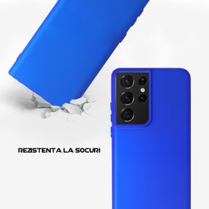 Husa Safe Flex compatibila cu Samsung Galaxy S21 Ultra, Comando Fonix, Design Slim flexibil, Interior captusit cu microfibra, Anti soc, Silicon moale, Textura cu finisaj mat/fin, Antiaderent, Albastru electric3