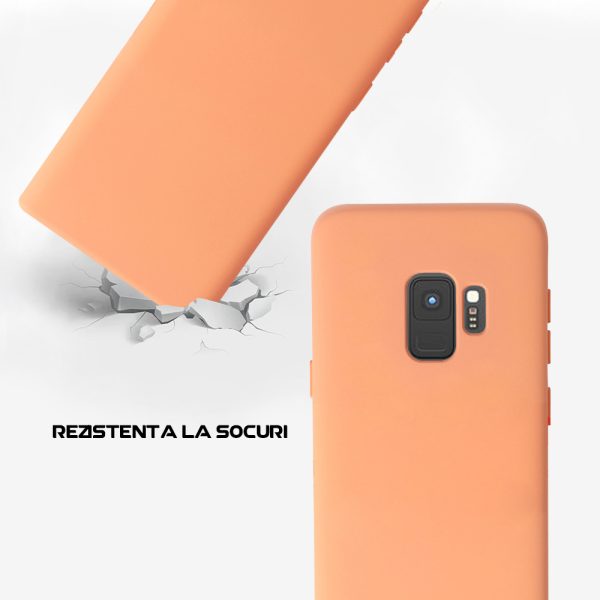 Husa Safe Flex compatibila cu Samsung Galaxy S9, Comando Fonix, Design Slim flexibil, Interior captusit cu microfibra, Anti soc, Silicon moale, Textura cu finisaj mat/fin, Antiaderent, Coral3