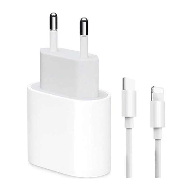 Set Incarcator 18W, Port USB-C, Fast Charging si Cablu de la USB-C la Lightning, Lungime 1M, Compatibil cu iPhone 13 /13 Pro /13 Mini /13 Pro Max, Alb