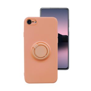 Husa Safe Flex Ring compatibila cu Iphone 7 / 8, Interior microfibra, Design mat, Inel magnetic de prindere/Rotativ 360, Anti shock, Silicon moale, Textura cu finisaj mat/fin, Antiaderent, Roz2