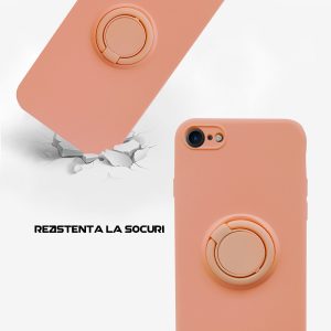 Husa Safe Flex Ring compatibila cu Iphone 7 / 8, Interior microfibra, Design mat, Inel magnetic de prindere/Rotativ 360, Anti shock, Silicon moale, Textura cu finisaj mat/fin, Antiaderent, Roz3