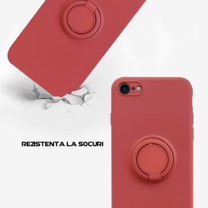 Husa Safe Flex Ring compatibila cu iPhone 7 / 8, Interior microfibra, Design mat, Inel magnetic de prindere/Rotativ 360, Anti shock, Silicon moale, Textura cu finisaj mat/fin, Antiaderent, Rosu3