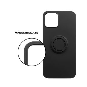 Husa Safe Flex Ring compatibila cu iPhone 12 Mini, Interior microfibra, Design mat, Inel magnetic de prindere/Rotativ 360, Anti shock, Silicon moale, Textura cu finisaj mat/fin, Antiaderent, Negru4