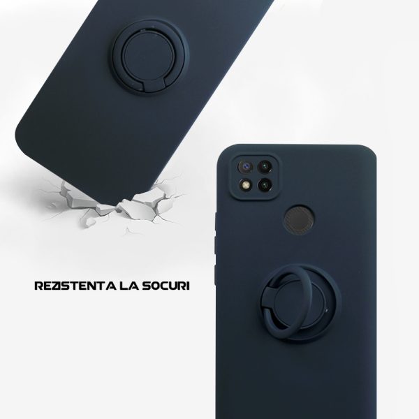 Husa Safe Flex Ring compatibila cu Redmi 9C, Interior microfibra, Design mat, Inel magnetic de prindere/Rotativ 360, Anti shock, Silicon moale, Textura cu finisaj mat/fin, Antiaderent, Albastru3