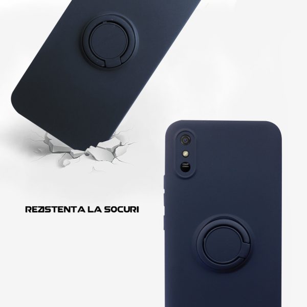 Husa Safe Flex Ring compatibila cu Redmi 9A, Interior microfibra, Design mat, Inel magnetic de prindere/Rotativ 360, Anti shock, Silicon moale, Textura cu finisaj mat/fin, Antiaderent, Albastru3