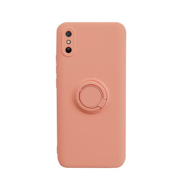 Husa Safe Flex Ring compatibila cu Redmi 9A, Interior microfibra, Design mat, Inel magnetic de prindere/Rotativ 360, Anti shock, Silicon moale, Textura cu finisaj mat/fin, Antiaderent, Roz