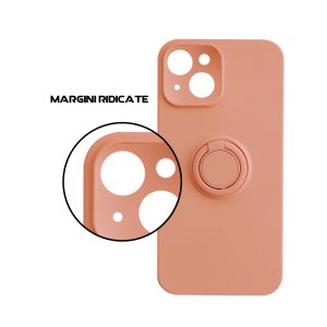 Husa Safe Flex Ring compatibila cu iPhone 13, Interior microfibra, Design mat, Inel magnetic de prindere/Rotativ 360, Anti shock, Silicon moale, Textura cu finisaj mat/fin, Antiaderent, Roz4