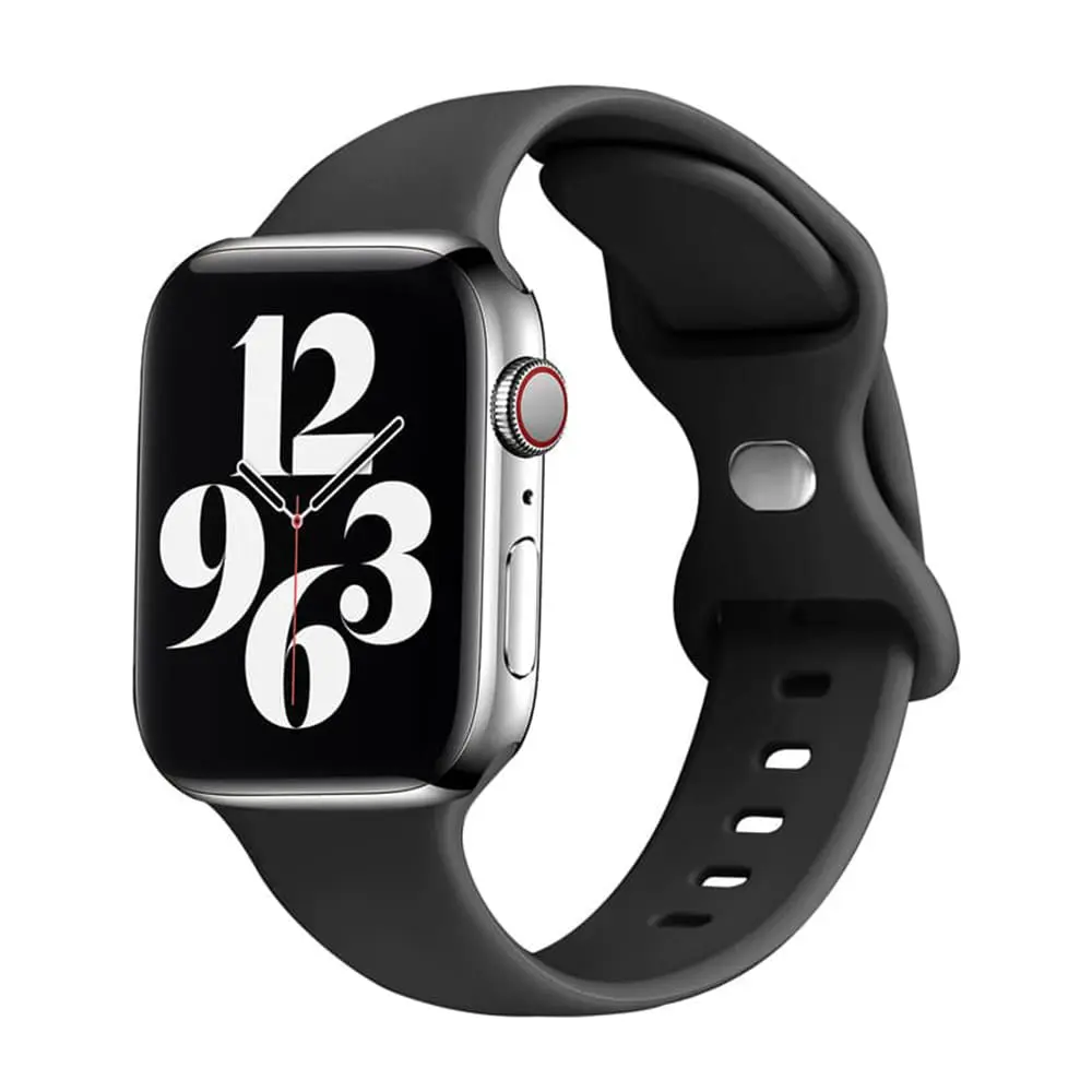 Curea de silicon compatibila cu Apple Watch SE 40 mm, Fonix Soft Touch, Design unicolor, Mata, Fina, Comfortabila, Durabila, Atasare slide-in / slide-out, Negru