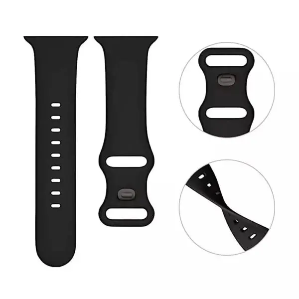 Curea de silicon compatibila cu Apple Watch SE 40 mm, Fonix Soft Touch, Design unicolor, Mata, Fina, Comfortabila, Durabila, Atasare slide-in / slide-out, Negru - 2