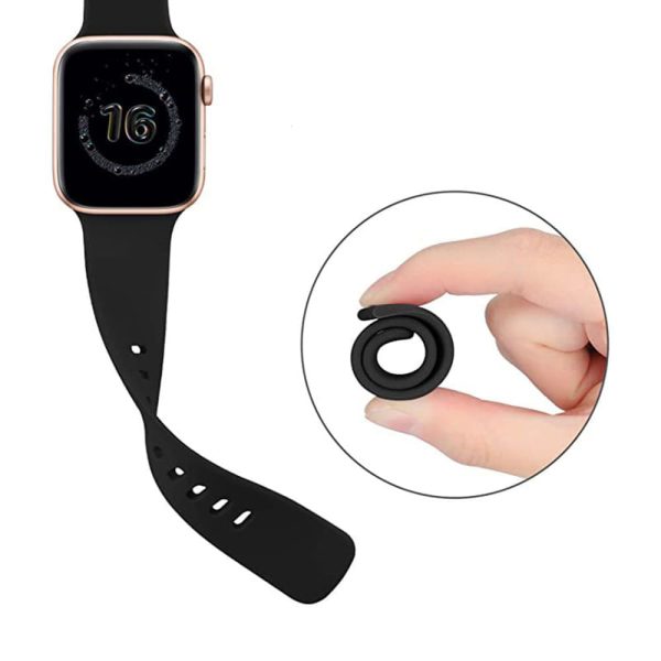 Curea de silicon compatibila cu Apple Watch SE 40 mm, Fonix Soft Touch, Design unicolor, Mata, Fina, Comfortabila, Durabila, Atasare slide-in / slide-out, Negru - 3