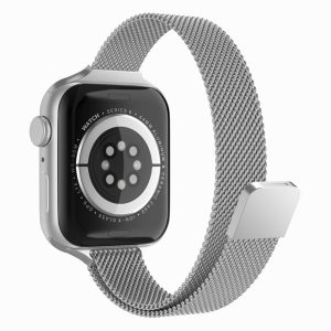 Curea compatibila cu Apple Watch 1 38 mm, Fonix Braided Steel, Milanese Loop, Metalica, Comfortabila, Durabila, Atasare slide-in / slide-out, Argintiu