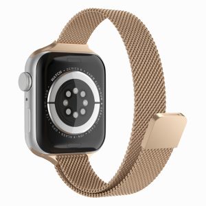 Curea compatibila cu Apple Watch 1 38 mm, Fonix Braided Steel, Milanese Loop, Metalica, Comfortabila, Durabila, Atasare slide-in / slide-out, Auriu