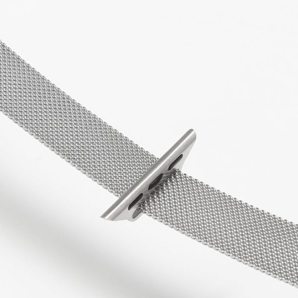 Curea compatibila cu Apple Watch 1 42 mm, Fonix Braided Steel, Milanese Loop, Metalica, Comfortabila, Durabila, Atasare slide-in / slide-out, Argintiu - 2