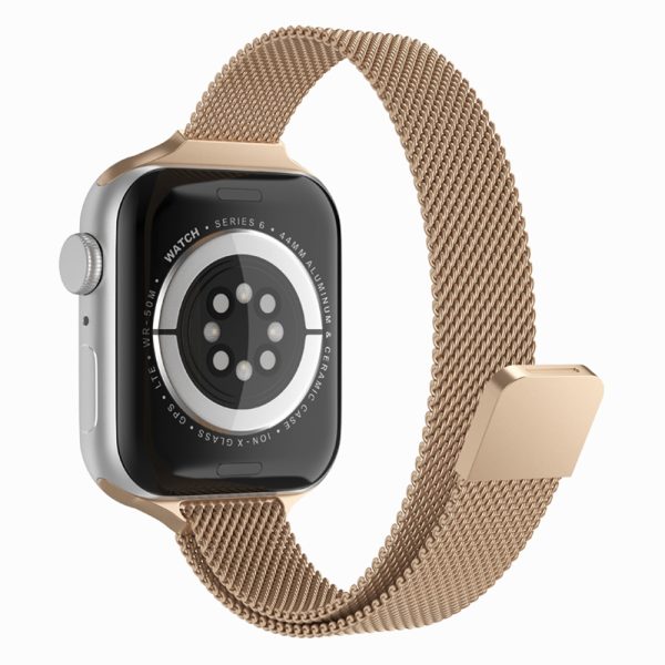 Curea compatibila cu Apple Watch 1 42 mm, Fonix Braided Steel, Milanese Loop, Metalica, Comfortabila, Durabila, Atasare slide-in / slide-out, Auriu