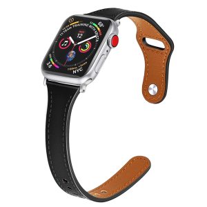 Curea pentru femei compatibila cu Apple Watch Ultra 49 mm, Fonix Eco Skin, Design premium, Minimalist, Cusaturi fine, Comfortabila, Durabila, Atasare slide-in / slide-out, Negru