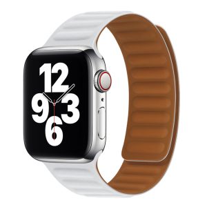 Curea compatibila cu Apple Watch 1 38 mm, Fonix Silicon Magness, Comfortabila, Durabila, Prindere magnetica, Design modern, Atasare slide-in / slide-out, Alb