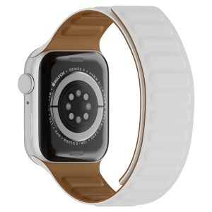 Curea compatibila cu Apple Watch 1 38 mm, Fonix Silicon Magness, Comfortabila, Durabila, Prindere magnetica, Design modern, Atasare slide-in / slide-out, Alb - 2