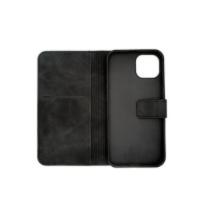 Husa carte compatibila cu Apple iPhone 13, Stylish Book, acoperire completa, clema cu inchidere magnetica, 3 compartimente interioare de tip buzunar, Negru2