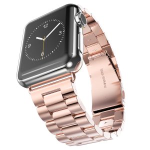 Curea compatibila cu Apple Watch SE 40 mm, Fonix Noblesse Steel, Ajustabila, Comfortabila, Durabila, Metalica, Atasare slide-in / slide-out, Roz