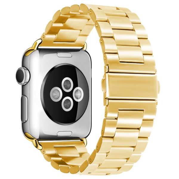 Curea compatibila cu Apple Watch 1 38 mm, Fonix Noblesse Steel, Ajustabila, Comfortabila, Durabila, Metalica, Atasare slide-in / slide-out, Auriu - 2