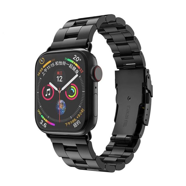 Curea compatibila cu Apple Watch 1 38 mm, Fonix Noblesse Steel, Ajustabila, Comfortabila, Durabila, Metalica, Atasare slide-in / slide-out, Negru