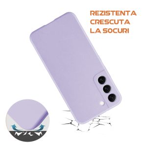 Husa silicon microfibra compatibila cu Samsung Galaxy S21 FE, Prime Deluxe, acoperire completa, margini ridicate, protectie camera, Lila