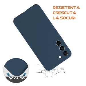 Husa silicon microfibra compatibila cu Samsung Galaxy S21 FE, Prime Deluxe, acoperire completa, margini ridicate, protectie camera, Albastru