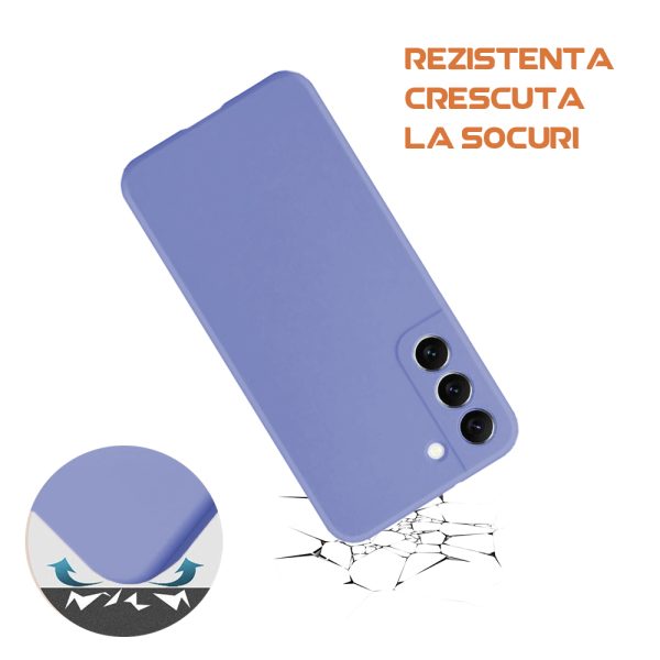 Husa silicon microfibra compatibila cu Samsung Galaxy S21 FE, Prime Deluxe, acoperire completa, margini ridicate, protectie camera, Violet