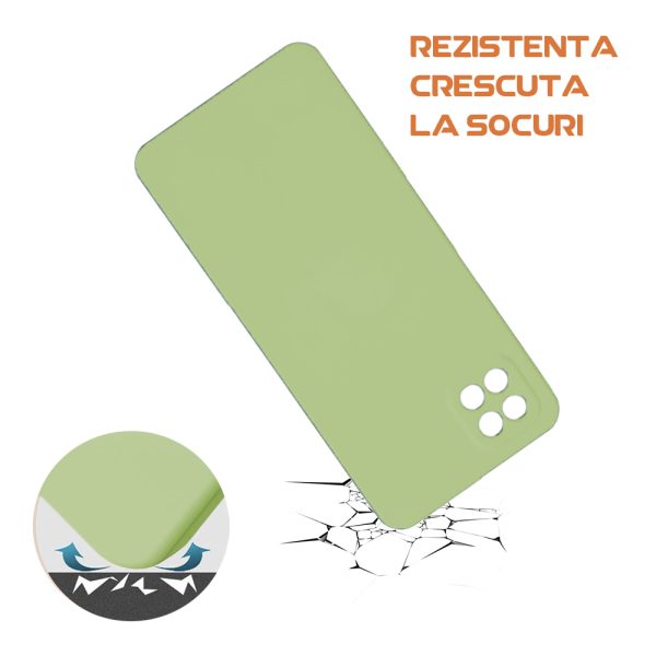 Husa silicon microfibra compatibila cu Samsung Galaxy A22 5G, Prime Deluxe, acoperire completa, margini ridicate, protectie camera, Verde deschis