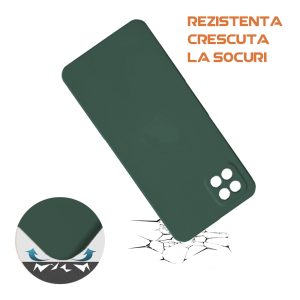 Husa silicon microfibra compatibila cu Samsung Galaxy A22 5G, Prime Deluxe, acoperire completa, margini ridicate, protectie camera, Kaki