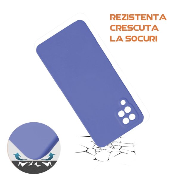 Husa silicon microfibra compatibila cu Samsung Galaxy A12 / M12, Prime Deluxe, acoperire completa, margini ridicate, protectie camera, Violet