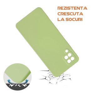 Husa silicon microfibra compatibila cu Samsung Galaxy A12 / M12, Prime Deluxe, acoperire completa, margini ridicate, protectie camera, Verde deschis