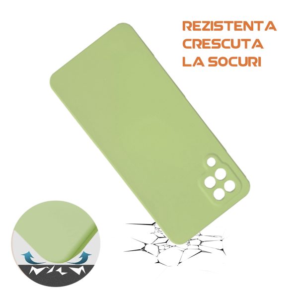 Husa silicon microfibra compatibila cu Samsung Galaxy A12 / M12, Prime Deluxe, acoperire completa, margini ridicate, protectie camera, Verde deschis