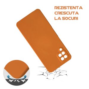 Husa silicon microfibra compatibila cu Samsung Galaxy A12 / M12, Prime Deluxe, acoperire completa, margini ridicate, protectie camera, Portocaliu