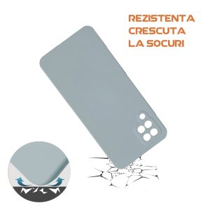 Husa silicon microfibra compatibila cu Samsung Galaxy A22 4G / M22, Prime Deluxe, acoperire completa, margini ridicate, protectie camera, Gri