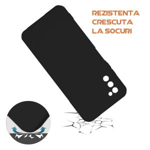 Husa silicon microfibra compatibila cu Samsung Galaxy A03s, Prime Deluxe, acoperire completa, margini ridicate, protectie camera, Negru