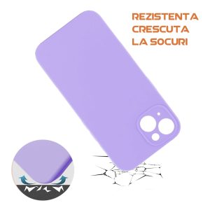 Husa silicon microfibra compatibila cu Apple iPhone 13 mini, Prime Deluxe, acoperire completa, margini ridicate, protectie camera, Lila