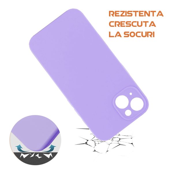 Husa silicon microfibra compatibila cu Apple iPhone 13 mini, Prime Deluxe, acoperire completa, margini ridicate, protectie camera, Lila