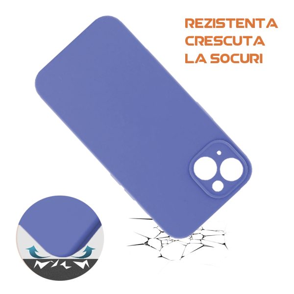 Husa silicon microfibra compatibila cu Apple iPhone 13, Prime Deluxe, acoperire completa, margini ridicate, protectie camera, Violet